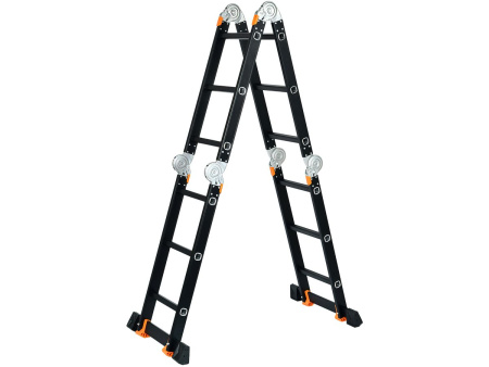 Лестница алюм. 4х3 STARTUL BLACK LINE (стрем.-175см, лестн.-355см) 12,3 кг
