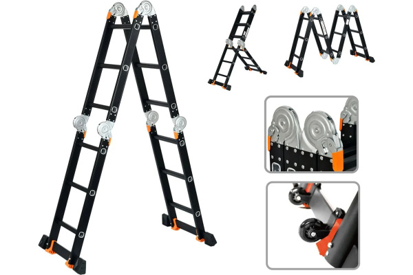Лестница алюм. 4х4 STARTUL BLACK LINE (стрем.-229см, лестн.-465см) 13,8 кг