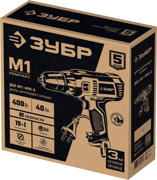 Дрель 400 Вт Зубр ДШ-М1-400-2