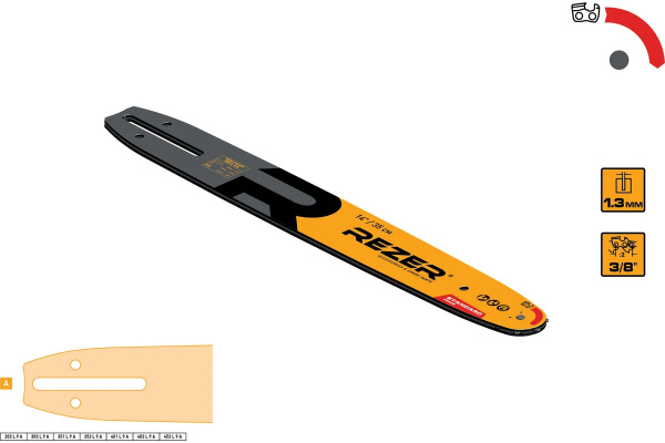 Шина Rancher 353 L 9 A сварная (Husqvarna 236,240; Partner; Makita14"-52 зв.) Rezer