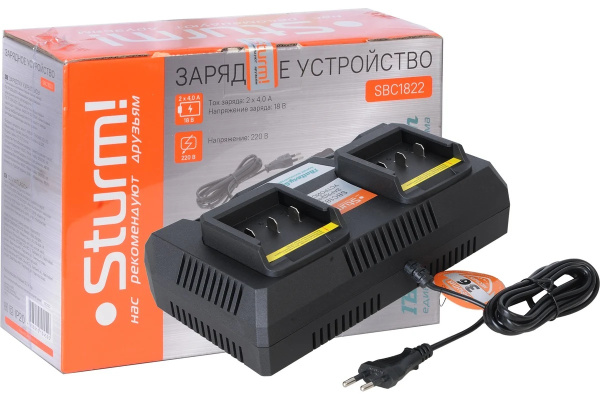 Зарядное устройство Sturm! 1BatterySystem 18 В, 2 х 4 Ад/двух батарей